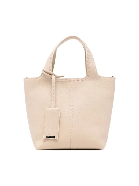Shopperka Santoni skórzana beżowa