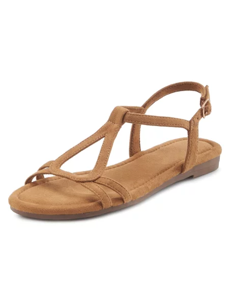 VIVANCE Sandale cu baretă caramel maro