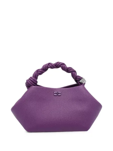 Geantă shopper Ganni țesută violet