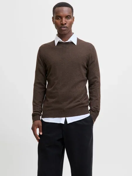 JACK & JONES Pulover JJEEMIL ciocolatiu
