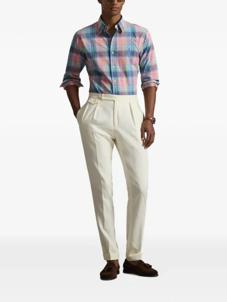 Șapcă Polo Ralph Lauren cu broderie din țesătură twill în carouri albastru