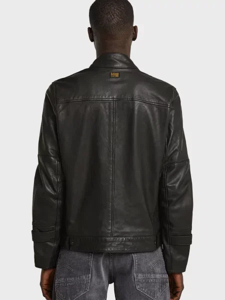 Байкерська шкіряна куртка G-star Raw чорна