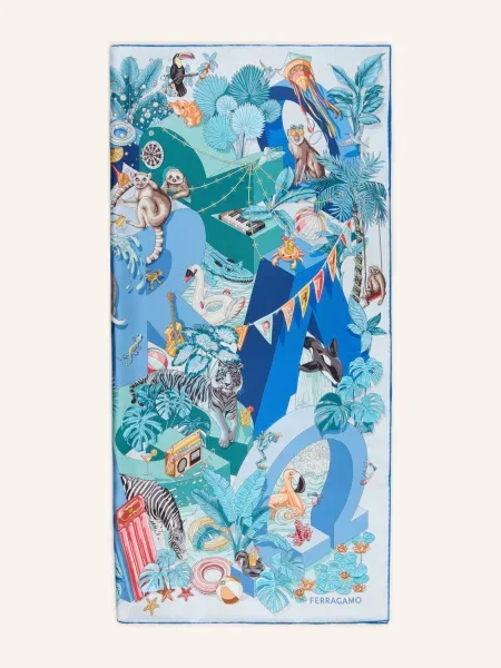 Ferragamo Szalik Jedwabny blau