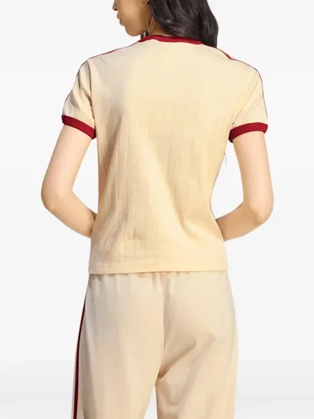 Tricou Adidas cu broderie cu dungi negru