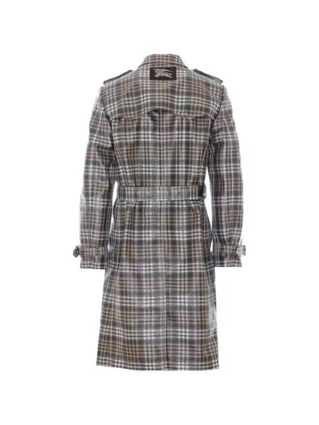 Lung trenci Burberry în carouri maro