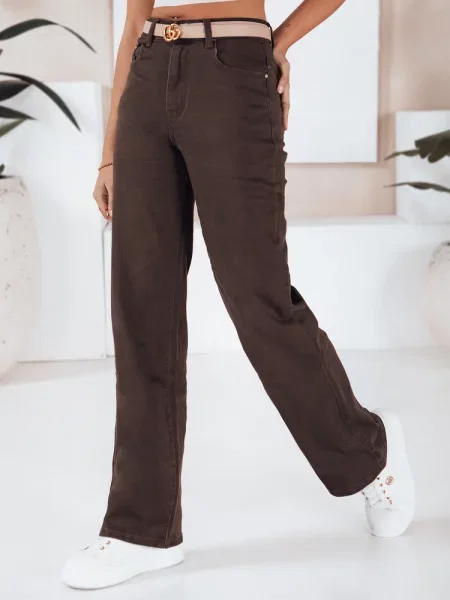 Jeansy wide leg Dstreet brązowe