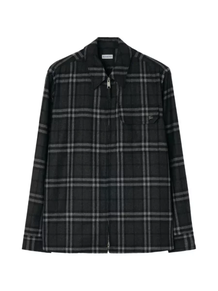 Cămașă Burberry de lână în carouri gri