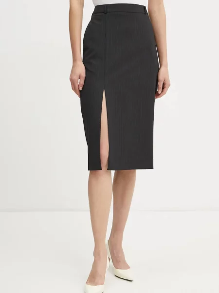 Herskind spódnica z domieszką wełny Mate midi prosta czarny