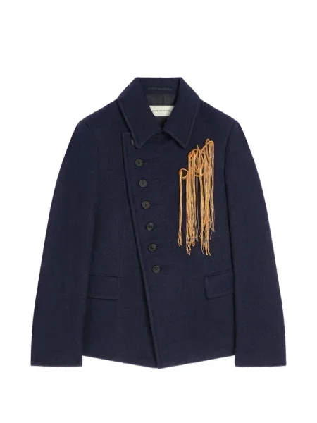 Sacou Dries Van Noten de lână albastru