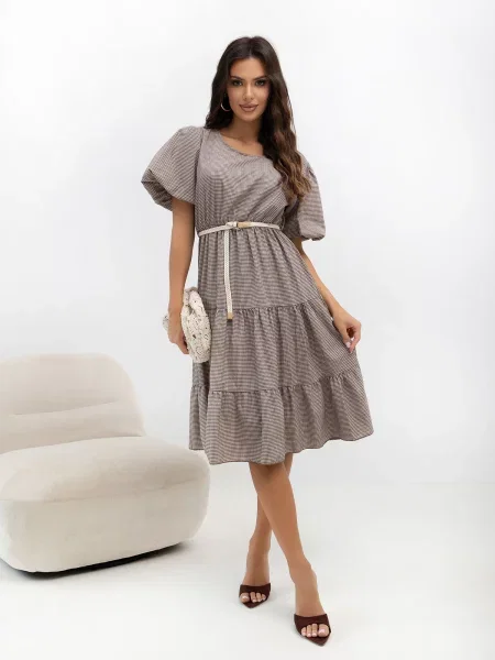 Cu centură rochie Italy Moda maro