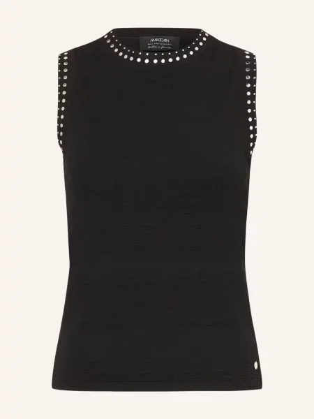 Dzianinowy top Marc Cain z nitami czarny