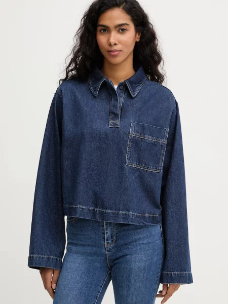 Marc O'Polo bluză subțire de blugi bleumarin uni