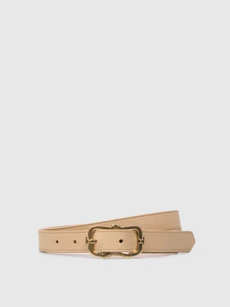 Шкіряний ремінь Agnona бежевий