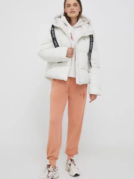 Calvin Klein Jeans kurtka zimowa oversize beżowy