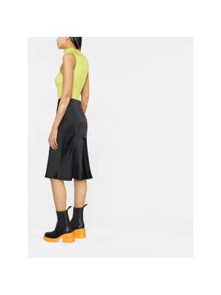 Satynowa spódnica midi Stella Mccartney do kolan czarna