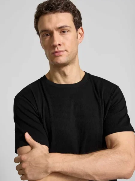 T-shirt z mieszanki bawełny krój regular fit model SPENCER' Selected Homme czarna