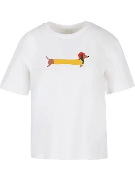 Merchcode Majica Christmas Dog smeđa / žuta / crvena bijela