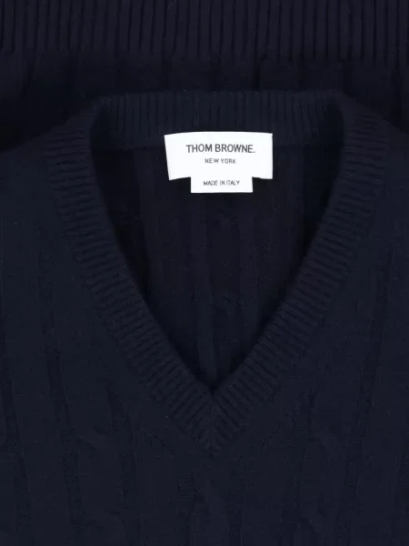 Pulover Thom Browne tricotate albastru