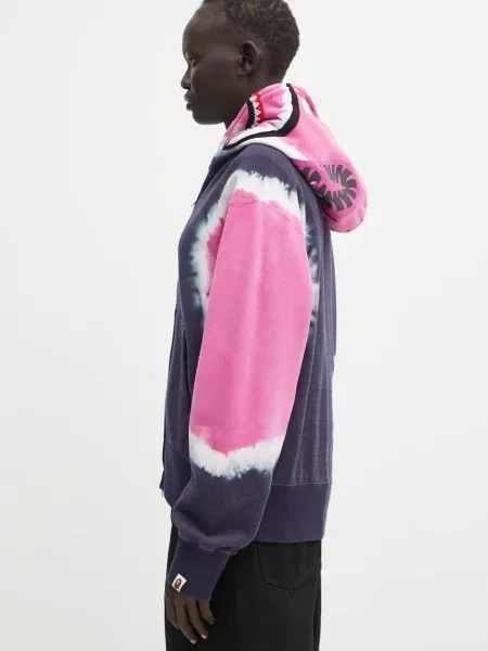 A Bathing Ape bluză Hand Dye Shark bleumarin cu glugă cu imprimeu