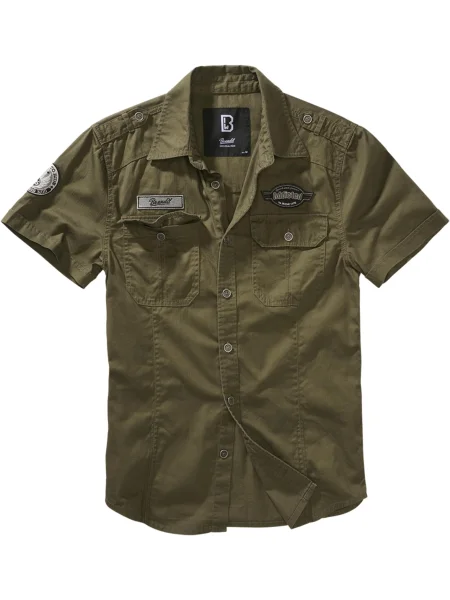 Brandit Košulja Luis maslinasta / crna / bijela kaki