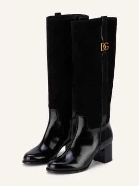 Dolce & Gabbana Kozačky / zlatá černá