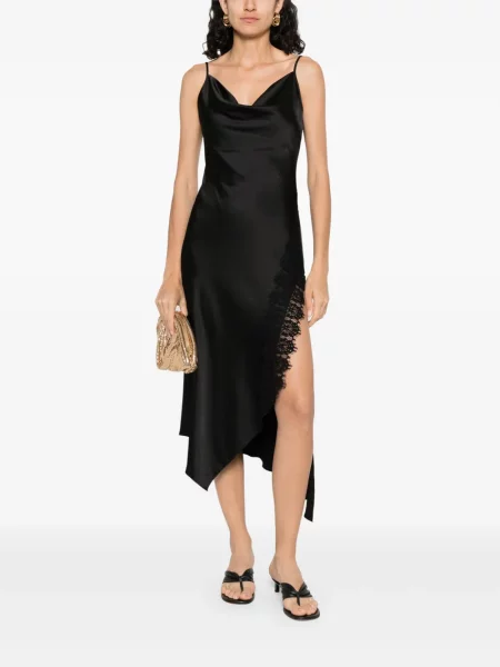 Rochie Nissa din satin de costum negru
