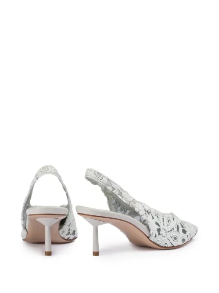 Pantofi cu toc Le Silla din dantelă slingback alb