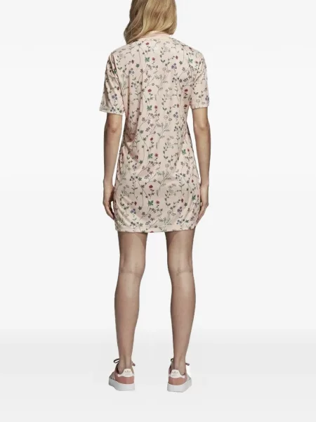 Велурен боди Adidas с принт на цветя розово