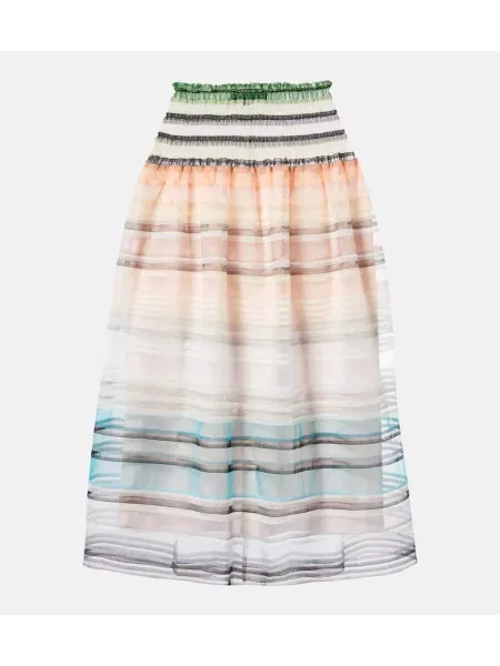 Spódnica midi Susan Fang w paski tiulowa do kolan zielona