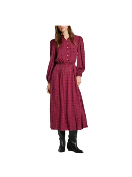 Sukienka jeansowa Pepe Jeans w kwiatki elegancka czerwona