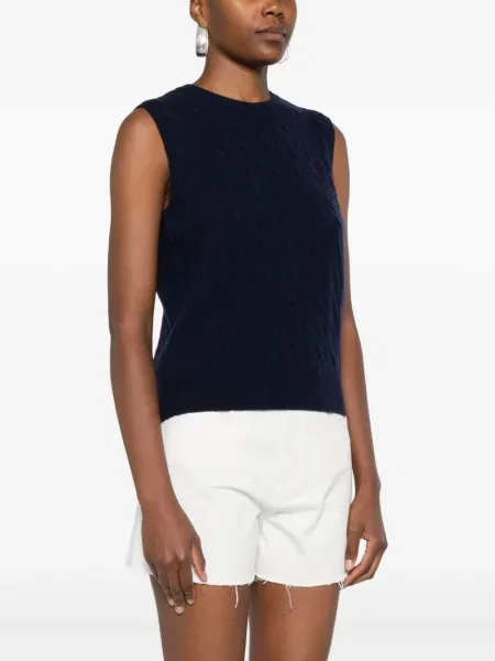 Polo Polo Ralph Lauren cu broderie fără mâneci tricotate maro
