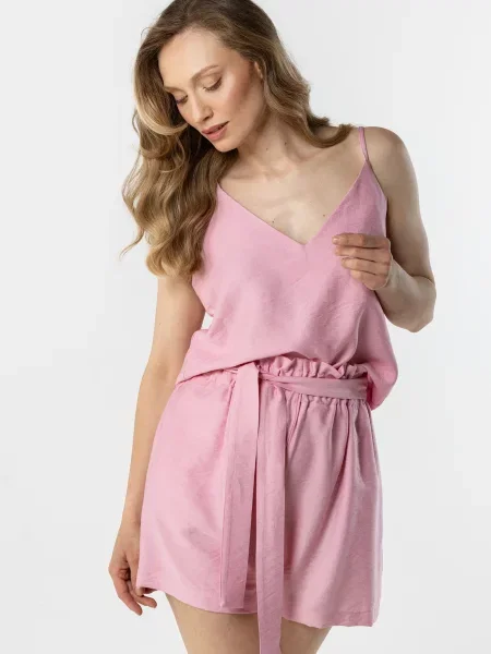 Szorty Awama z wysoką talią różowe