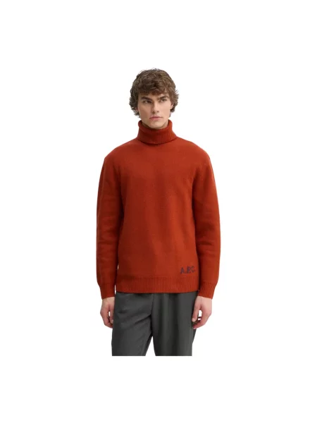 A.P.C. sweter wełniany pull walter pomarańczowy