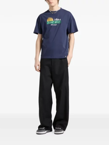 Tricou Palm Angels cu imagine albastru