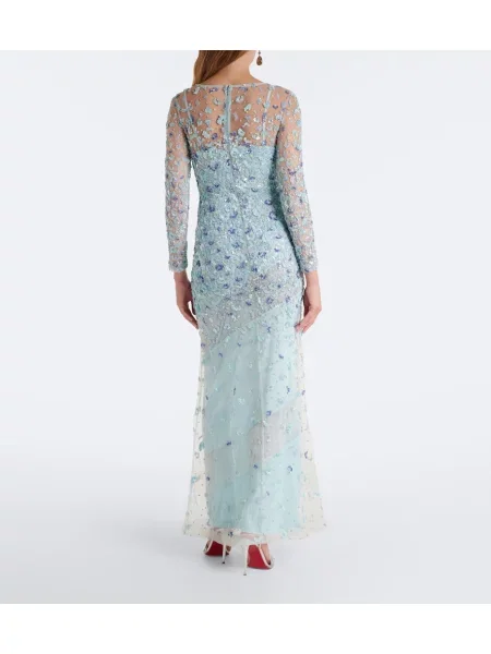 Rochie La Fuori cu model floral albastru