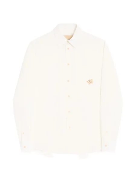 Cămașă Valentino Garavani cu broderie din poplin alb