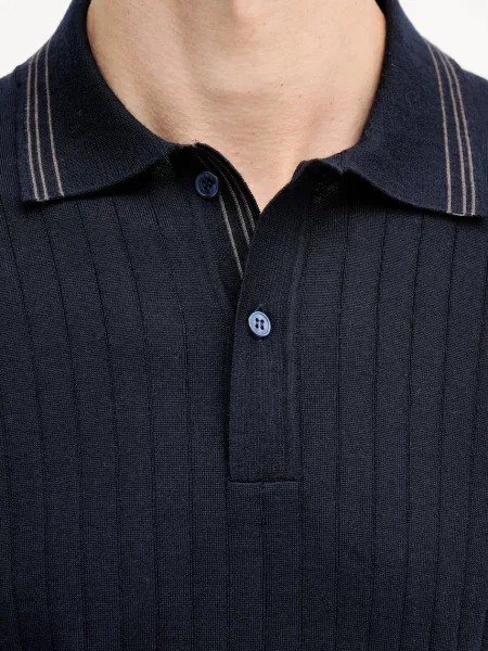 Вовняне поло Paul&Shark Knitwear однотонна синій