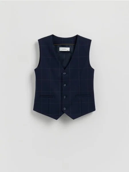 Reserved Elegancka kamizelka w kratę granatowy