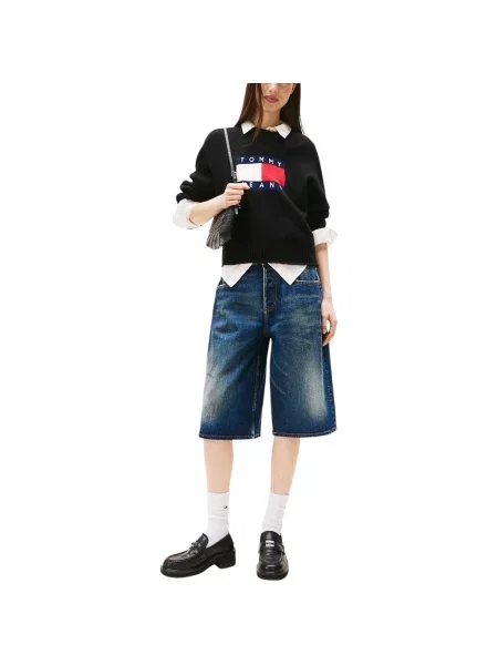 Melange szvetter Tommy Jeans fekete
