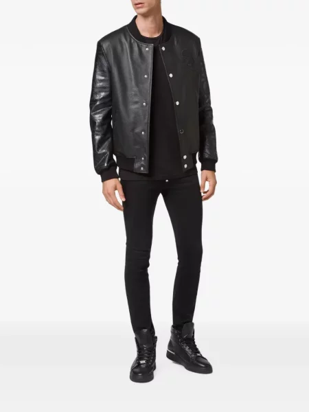 Geanta de piele Philipp Plein negru