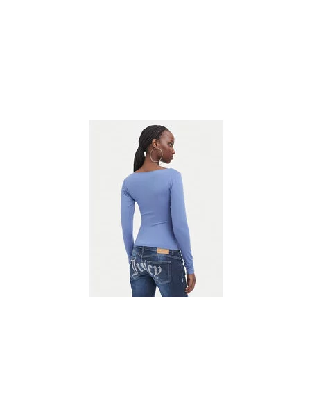 Juicy Couture majica z dolgimi rokavi z modalom MIA BOAT NECK modra