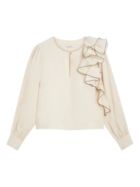 Bluzka Summum Woman z długim rękawem z modalu beżowa