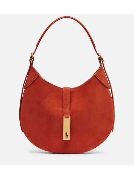 Geantă Polo Ralph Lauren din piele de căprioară portocaliu