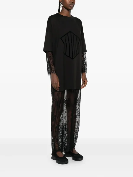 Rochie maxi Hamza din dantelă de costum negru