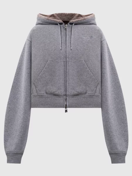 Утеплена спортивна куртка з вишивкою логотипа Alexander Wang сіра