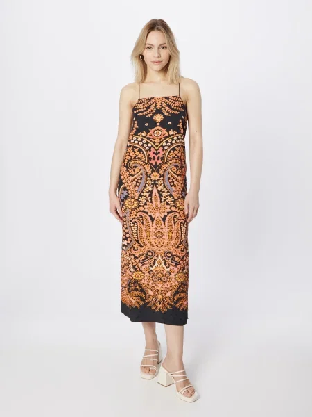 Warehouse Rochie albastru porumbel / portocaliu / roz pastel negru
