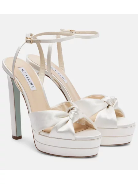Sandale Aquazzura din satin cu platformă alb