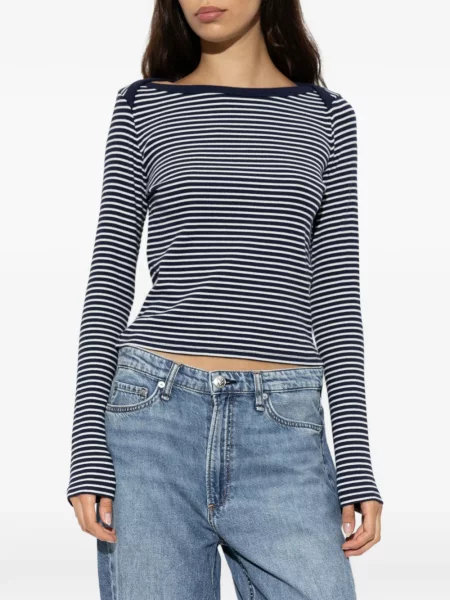 Lung top Rag & Bone cu dungi albastru