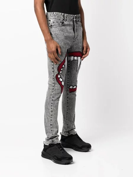Skinny skinny džíny Haculla s potiskem šedé