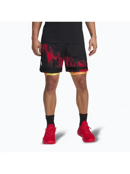 Pantaloni scurți de baschet pentru bărbați Uder Armour Curry Statement I black / fire negru